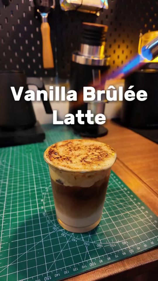 Editorial coffee and condensed milk drink on kitchen counter