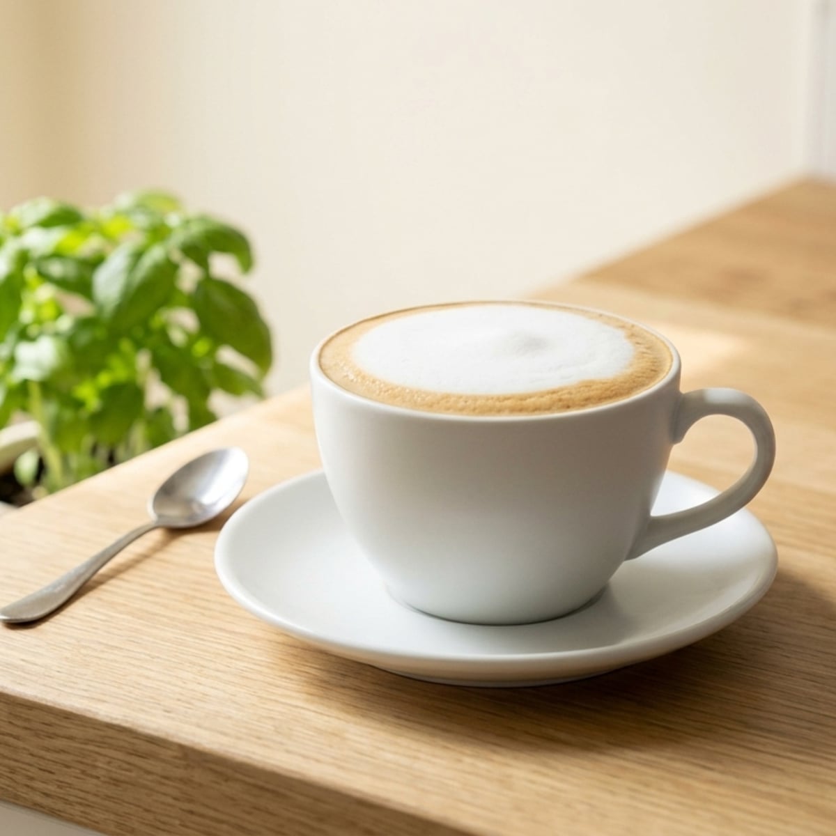 Steaming hot milk coffee in a mug